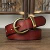 Retro Korean Style Fashion All-match Women's Belt Ladies Copper Buckle Genuine Leather Cowhide Jeans Belt Female