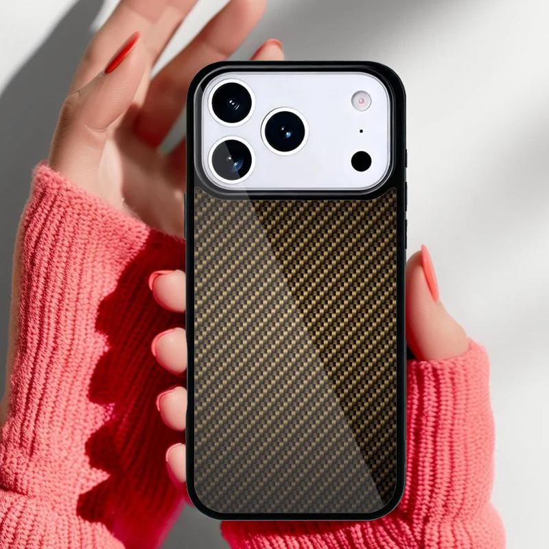 Carbon Fibre Effect Pattern Phone Case for iPhone 17 16 15 14 13 Pro Max Back Cover for 12 11 Pro Coque