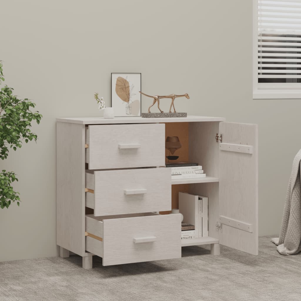 Hamar Sideboard White 90 X 40 X 80 Cm Solid Pine Wood