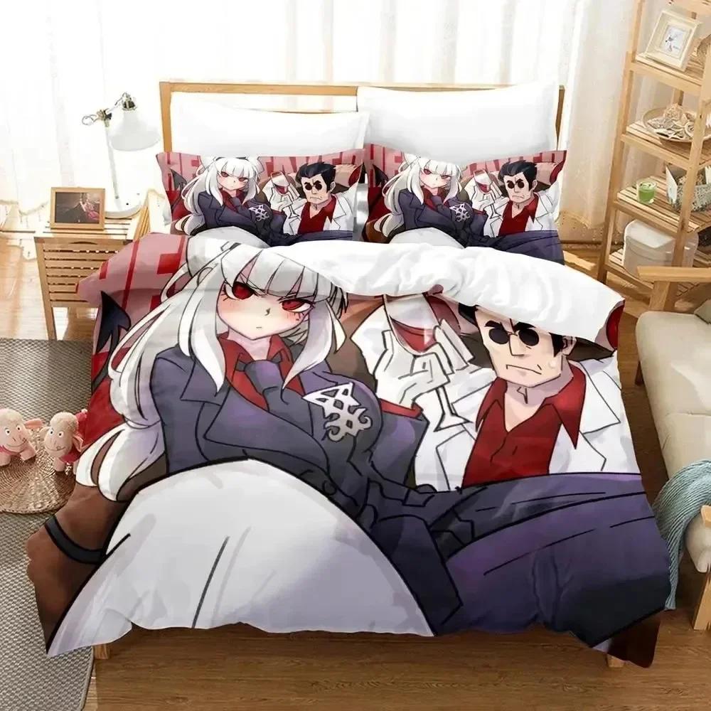 Luxury New 3D Print Anime Game Helltaker Bedding Set Duvet Cover Bed Set Quilt Cover Pillowcase Queen Boys Adult Bedding Set
