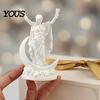 3D Carved Sculpture Printed Greek Goddess Figurine, Crescent Statue, Resin Small Decorative Statue Ornaments for Home Office Desktop Bookshelf