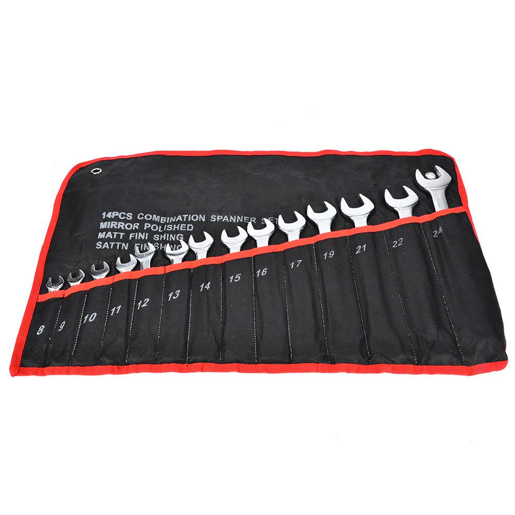 14pcs 824mm Combination Wrench Set Double Head Spanner Nut Driver Repair Tool Kit