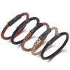 1pc/bag 19/21cm Stainless Steel Connector Genuine Leather Rope Simple Design Bracelet Birthday Party  Man Women Jewelry Gift