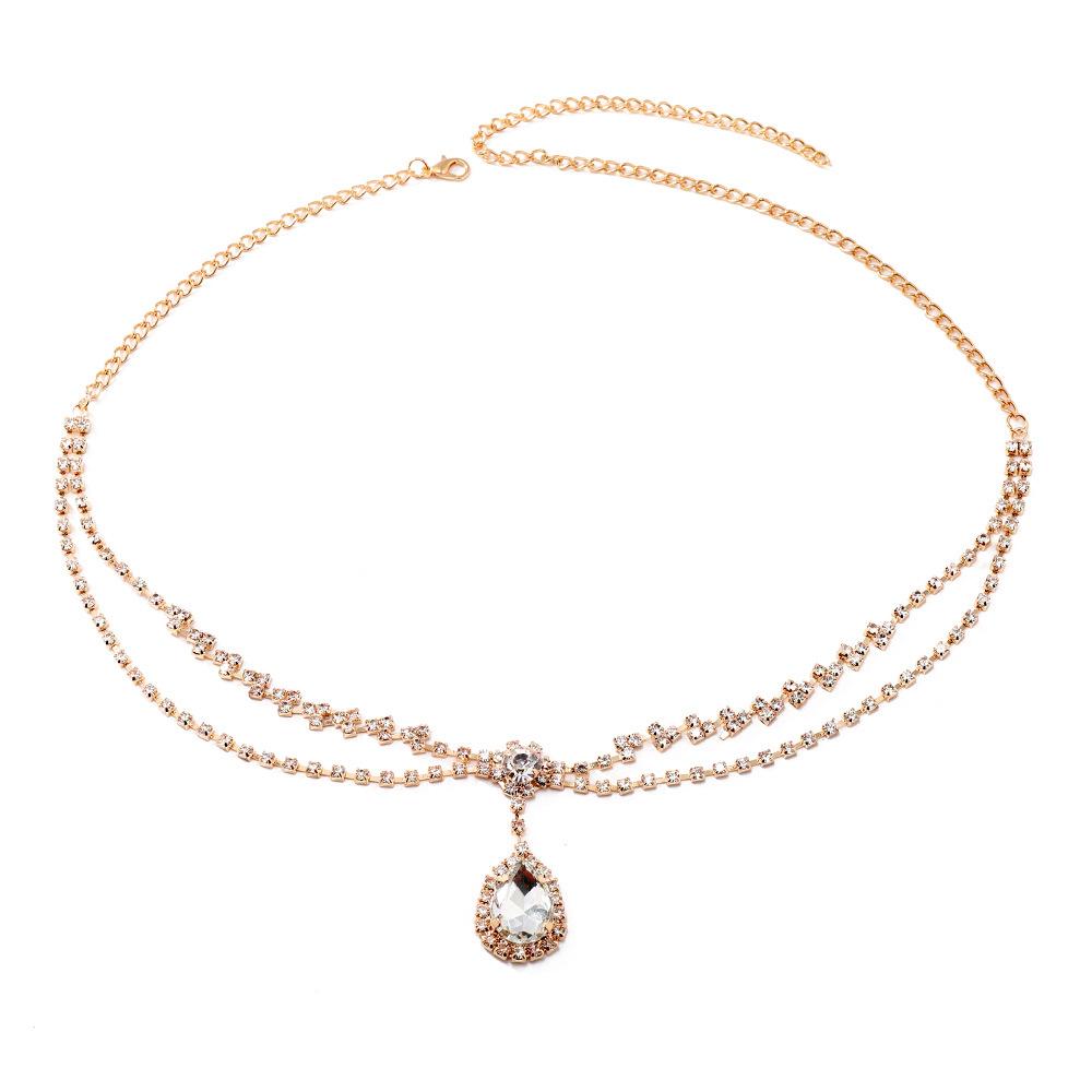 Accesorios para el cabello de moda, cadena para el cabello con diamantes de imitación versátiles y creativa con fotografía callejera personalizada, cadena para la frente con temperamento lleno de diamantes