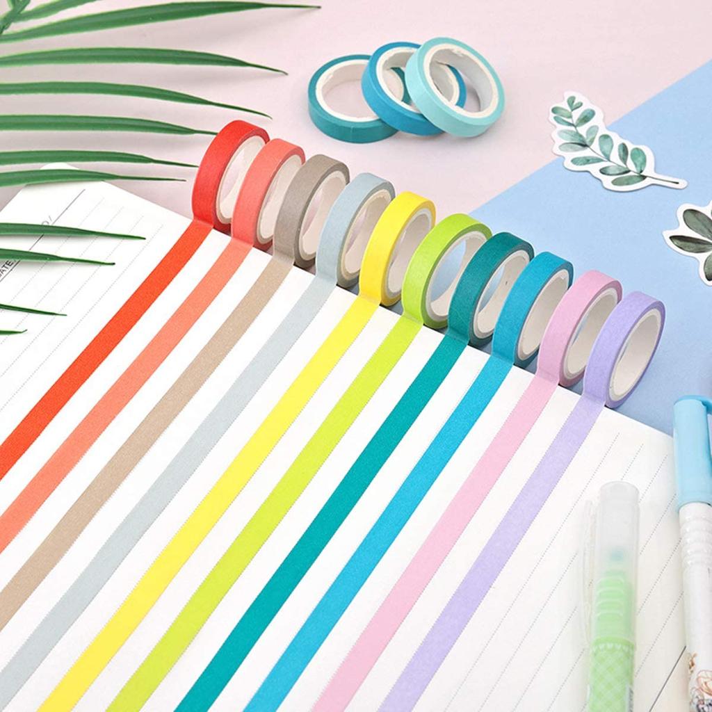 10 Rolls Washi Tape Set with Washi Tape Cutter, Washi Tape Colorful