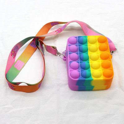 Hot Rianbow Cross Bag Fidget Toys For Children Christmas Gifts Push Its Bubble Stress Relief Sensory Toys Coin Purse Girls