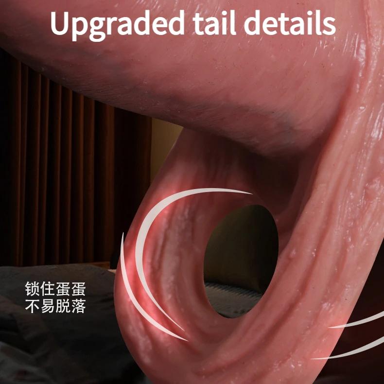 Reusable Silicone Penis Sleeve Delay Ejaculation Cock Sleeve Enlarger Super Soft Penis Extender Couples Condom Sex Toys for Men