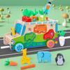 Kids' Educational Farm Orchard Toy Car with Building Blocks and Pull Carrot Puzzle