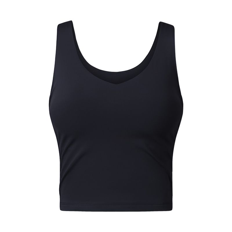 

Fall and Winter Velvet Sport Vest Women s Long Yoga Clothes with Chest Pad Workout Top Anti-Shock and Anti-SAG Running Intimates Black 10