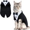 Pet Tuxedo Costume With Bow Tie Cats - Halloween Wedding Birthday Party Outfit Cotton Unisex Cat Clothing
