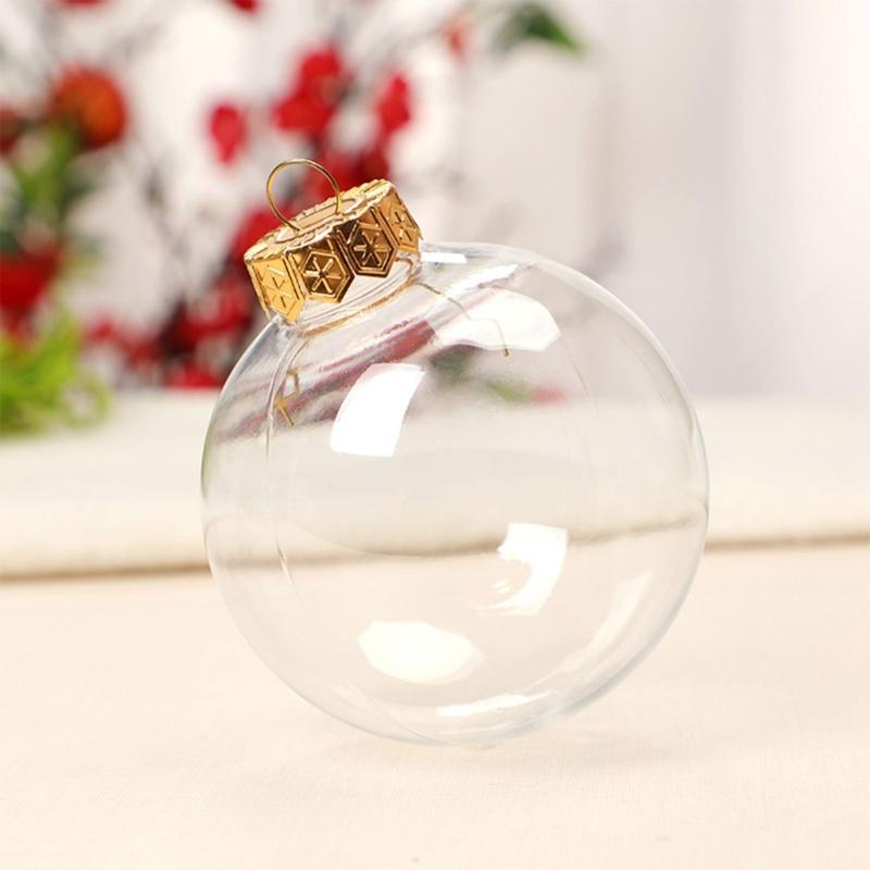 6Pcs/lot Clear Empty Christmas Ball Ornaments with Removable Gold/Silver Metal Hangers Great for Wedding Party Holiday