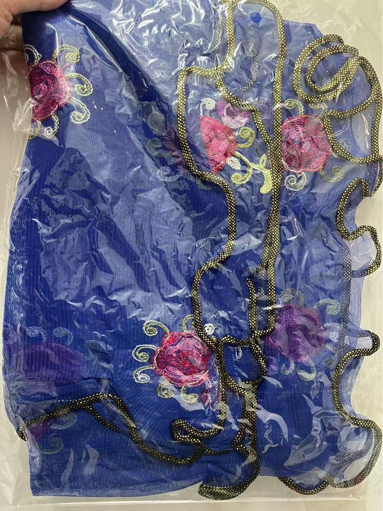 Gold Rose Embroidered Silk & Gauze Shawl for All Seasons - Women's Lace-Trimmed, Double-Layer Versatile Scarf