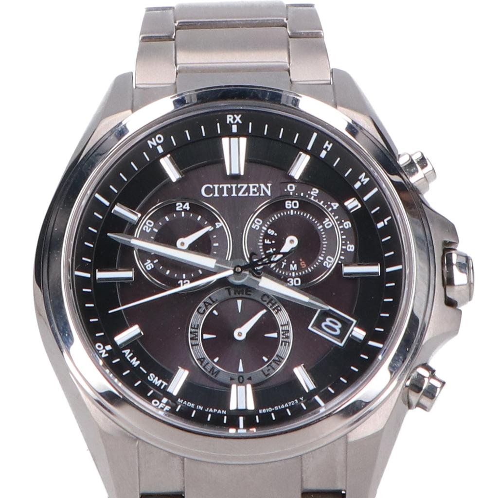 CITIZEN AT3050-51E E610-S104203 ATTESA Eco Drive Radio-Controlled Chronograph Watches SilverUsed