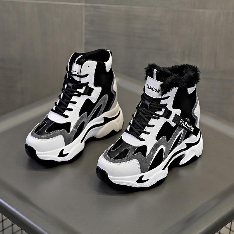 Damen High-Top Schuhe lässig Sport Student Damen Einzelschuhe dicksohlige Keile erhöhen die Höhe