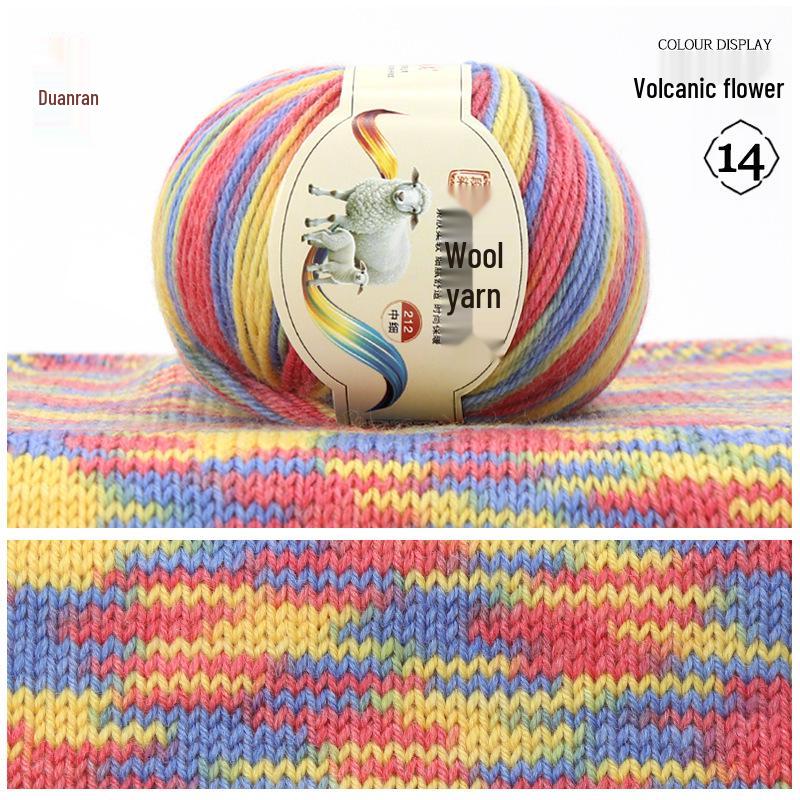 Rainbow Gradient Wool Yarn for Hand-Knitted Sweaters, Baby Hats, and Scarves