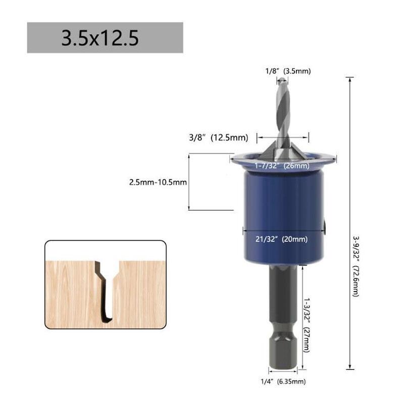 

Шестигранный хвостовик Регулируемая ограничивающая зенковка Фрезы Деревообработка 12.5*3.5 темно-синий