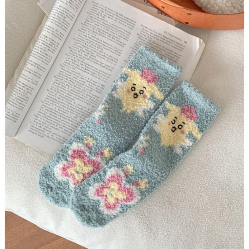 

Coral Fleece Socks, Women s Autumn and Winter Non-shedding Fleece Socks, Thickened Home Cartoon Floor Socks, Postpartum Warm Sleep Socks 1 pair синій