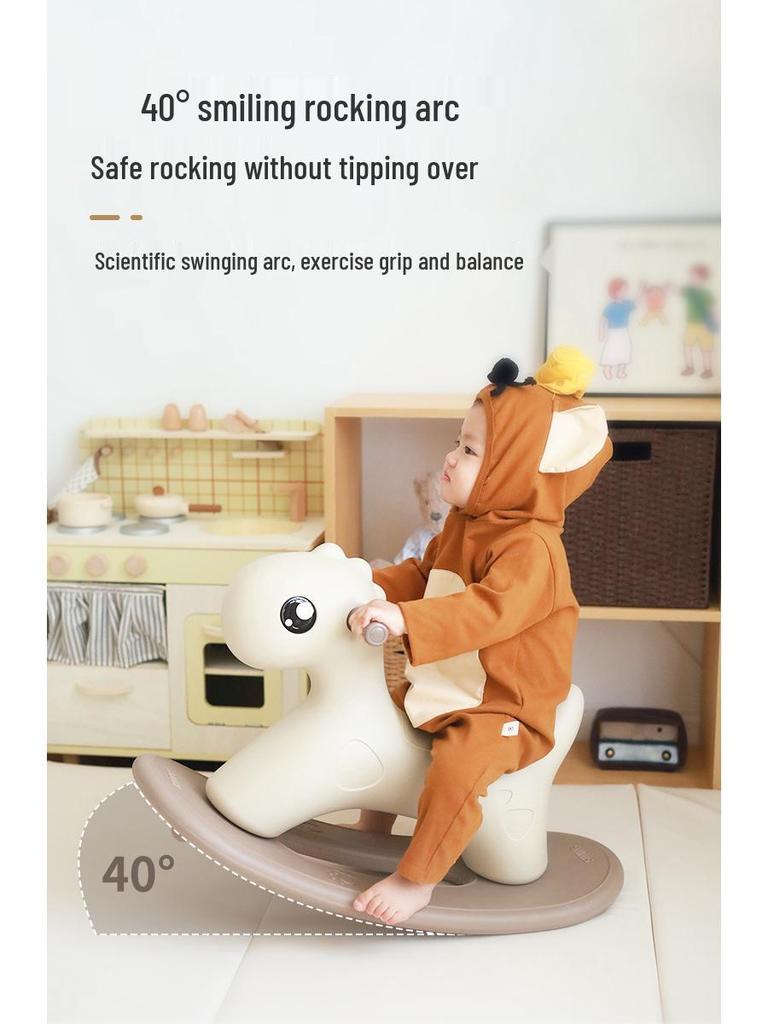 Perfect Bear Wooden Rocking Horse Ride-on Toy for Toddlers