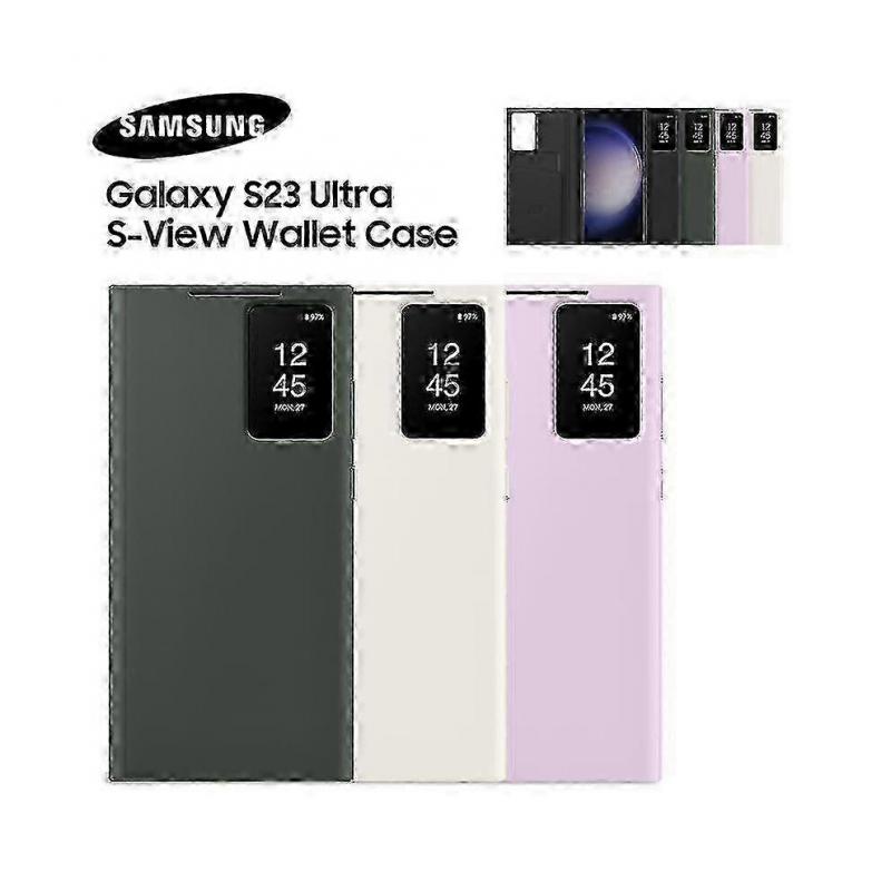 Original Samsung Smart View Plånboksfodral med Flik för Samsung Galaxy S23 Ultra SM-S918B S-View Telefonskal Skyddssvart SZRH A-S