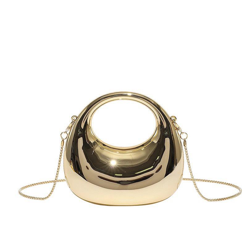 2025 Spring/Summer European & American High-End Crescent Acrylic Bag with Gold/Silver Accents - Handbag & Evening Bag