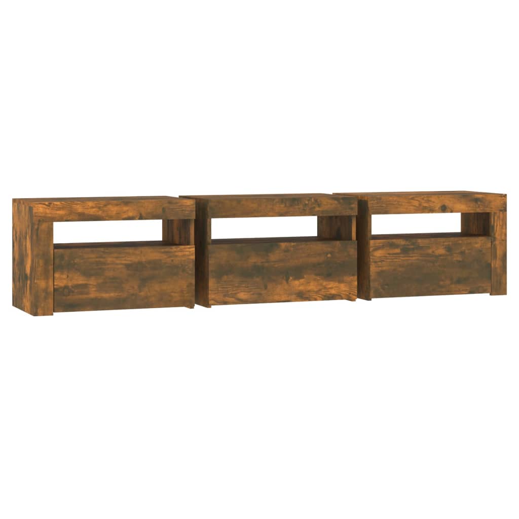 Vidaxl Szafka Pod Tv Z Oświetleniem Led, Przydymiony Dąb, 180X35X40 Cm