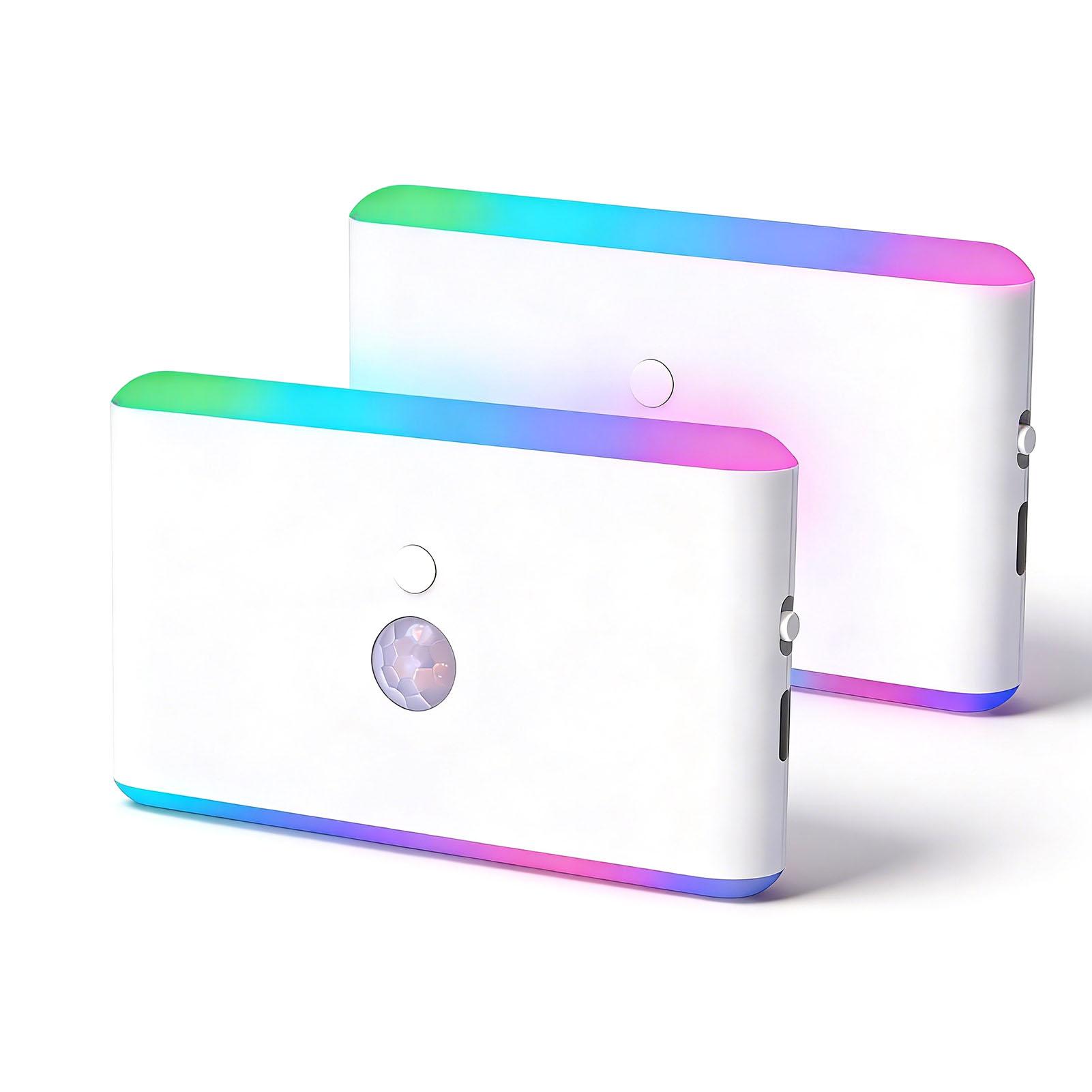 

2 Pcs LED Night Light Warm White and RGB Mode Dimmable Rechargeable Magnetic Motion Sensor Nightlight for Bedroom