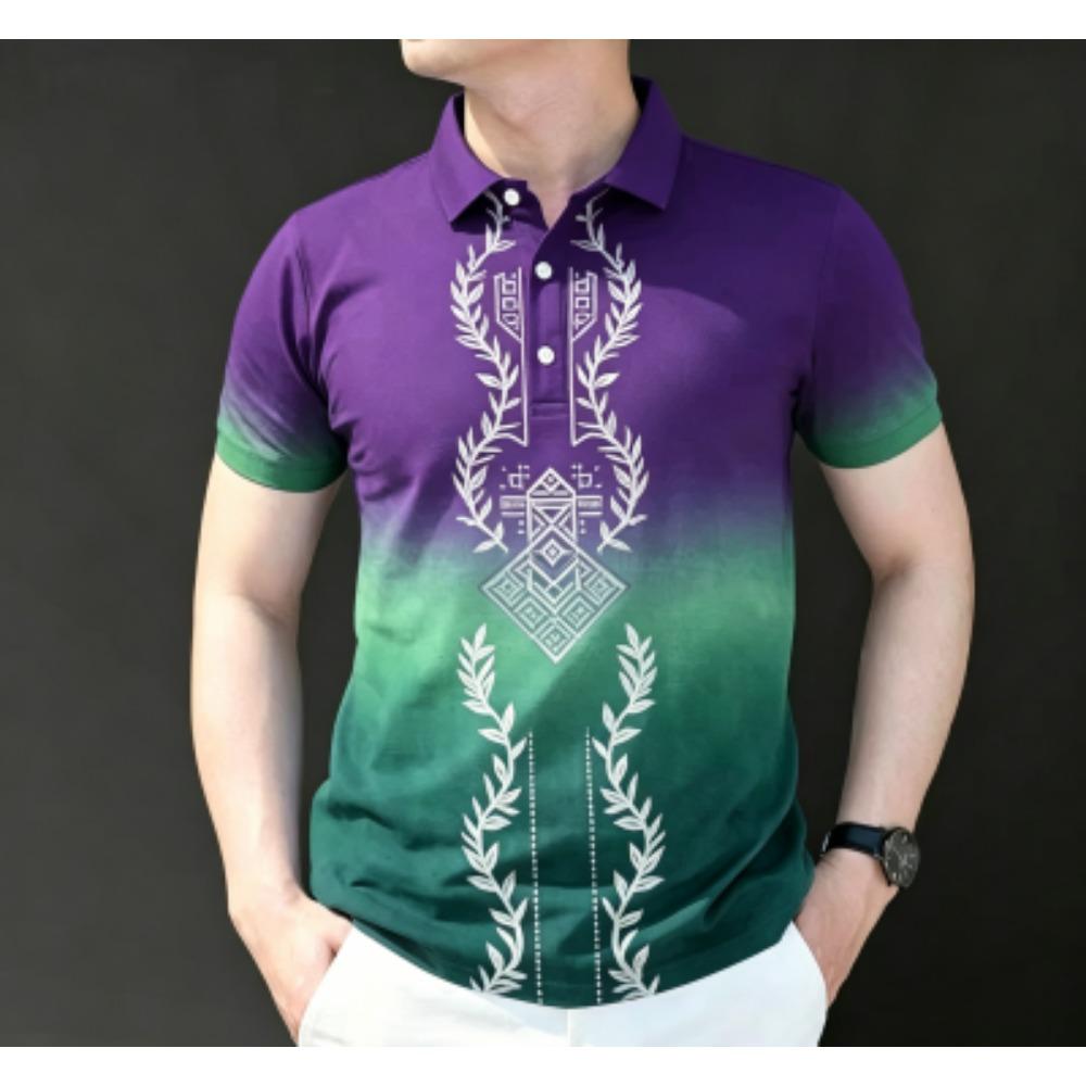 S-XXL Size Men's Fashion Print Polo Shirt Men's Outdoor Street Short Sleeve Tees Top Summer Casual T-shirt Men's and Women's Polo Shirt