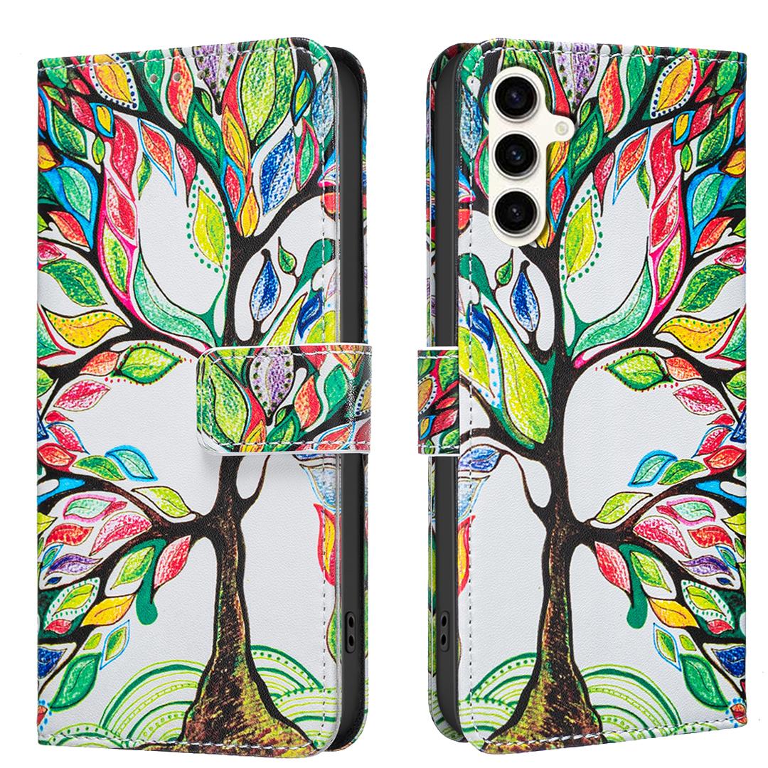 

For Samsung Galaxy S24/Galaxy S25 Case Wallet Stand Pattern Printing Phone Leather Cover Life Tree