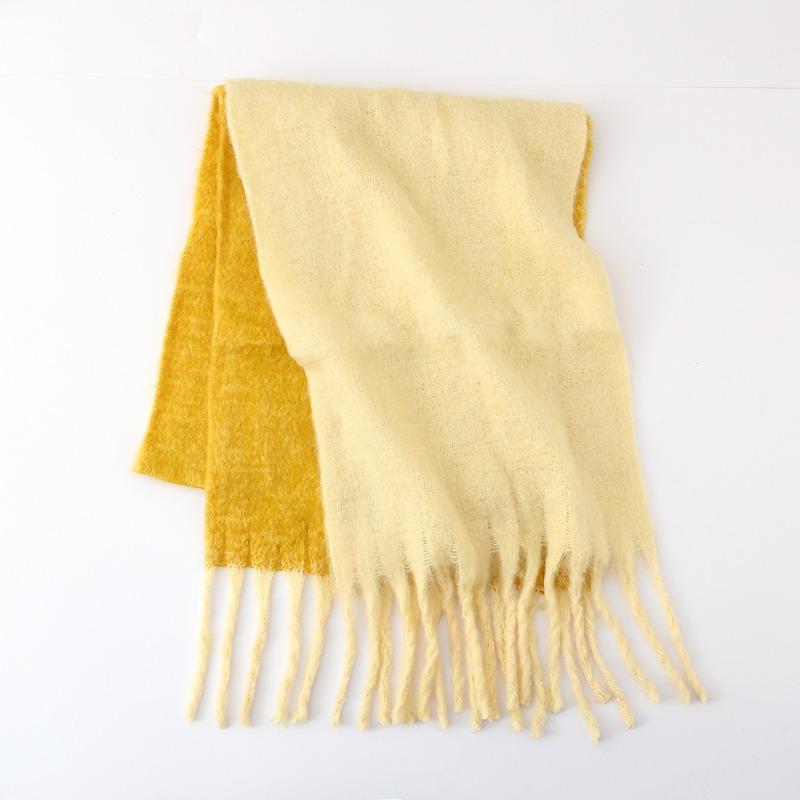 Mohair scarf women's winter two-color soft waxy thickened autumn and winter coarse fringed versatile couple scarf