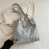 Trendy Pu Leather Underarm Tote Bag Solid Color Zipper Sweet Shoulder Bag Butterfly Pattern Korean Style Luxury Handbag Female