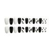 Cow Print Short Ballet Fake Nails - Black & White Removable Nail Stickers