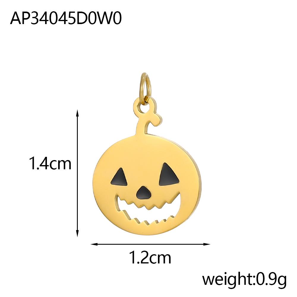 CARLIDANA Halloween Fun Party Accessories Charm Stainless Steel Pumpkin Skull Ghost Gold Plated Hat Titanium Steel Pendant