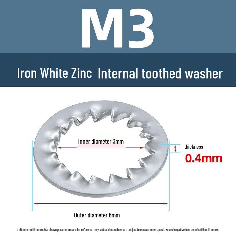 Yigu Carbon Steel Galvanized Serrated Locking Washer M3-M30, Anti-Loosening, Anti-Slip Multi-Tooth Internal Stop Washer.