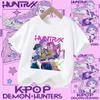 Children's KPOP Demon Hunters movie crewneck cartoon girls' and boys' T-shirt, casual print baby fashion clothing for summer