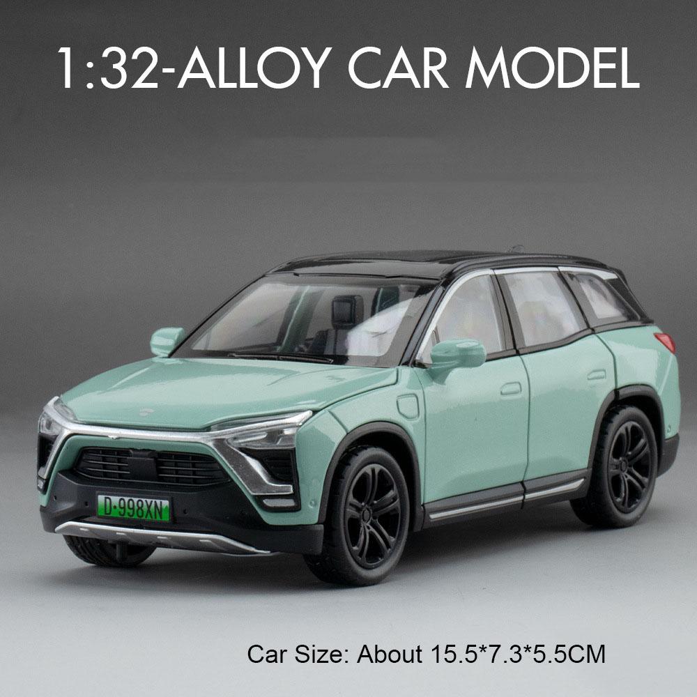 Scale 1:32 L9 ES8 Car Model Toy Alloy Die-cast Rubber Tires Music Light New Energy Vehicle Models Ornaments for Kids Boys