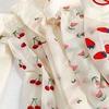 Cherry Transparent Flower Ruffle Socks Peach Fruit Mesh Tulle Mid Tube Socks  Lady