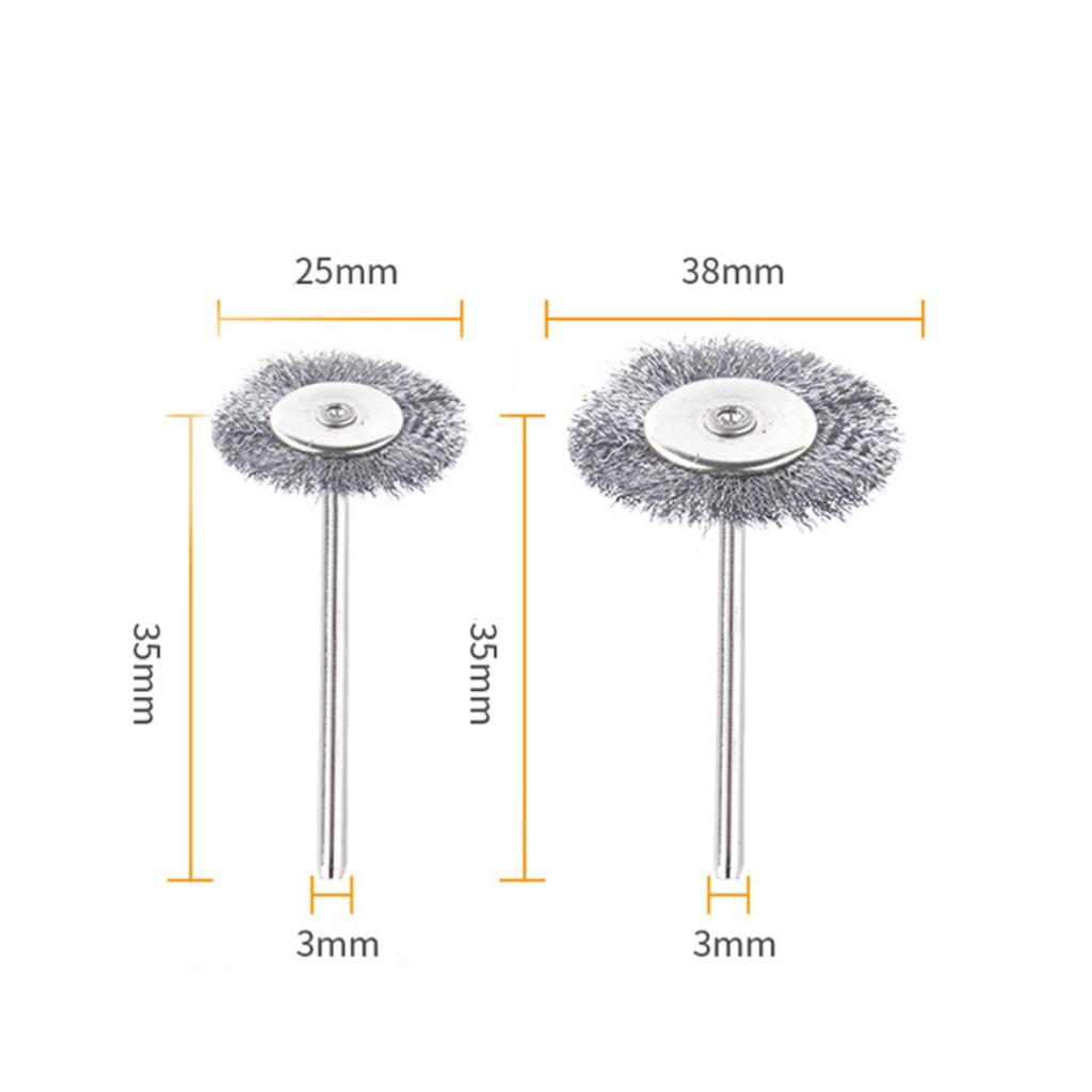 30Pcs Wire Wheel Brushes 3mm Shank Remove Burrs Rust Metal Non-metal Surface Polishing Derusting