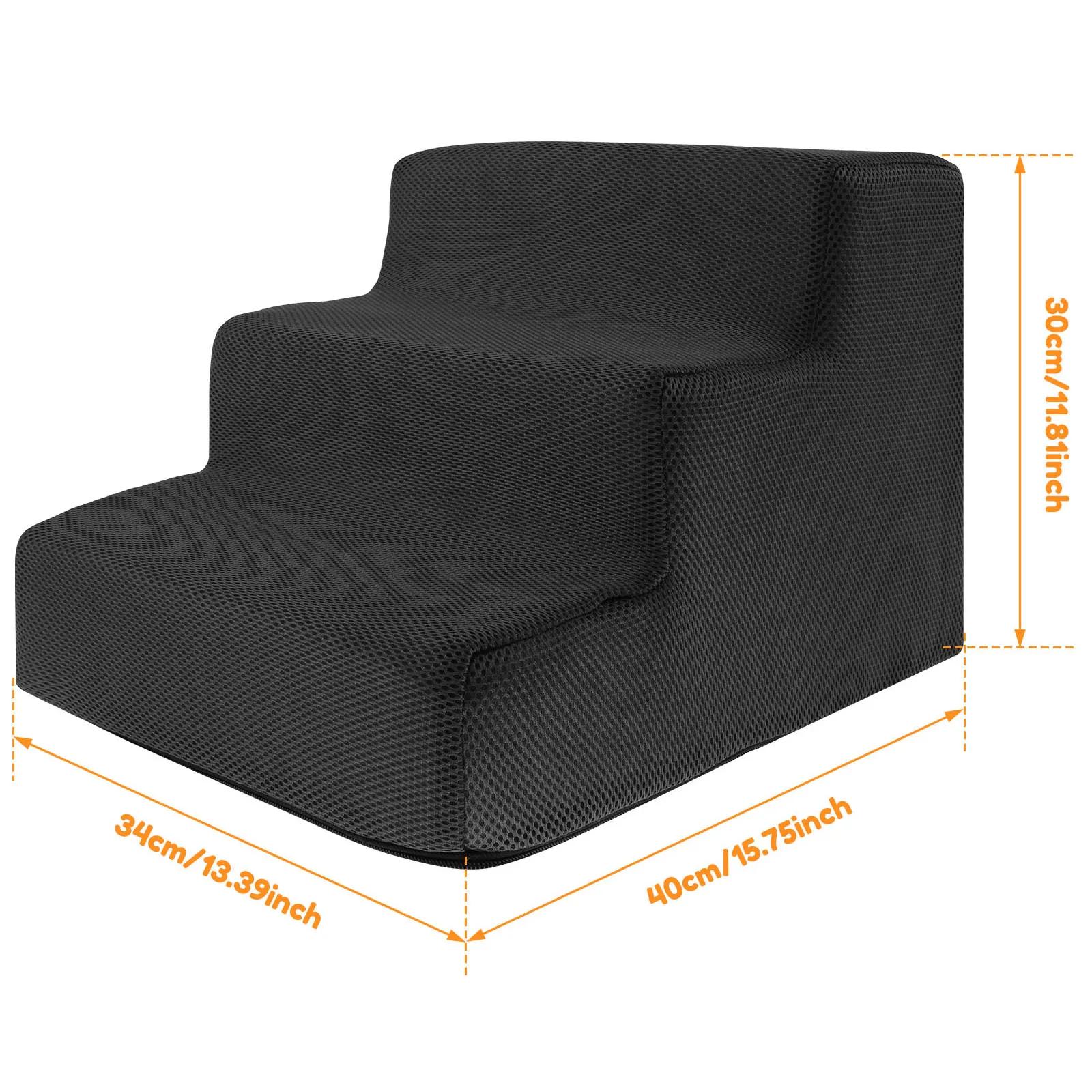 

Лестница для питомцев для собак и кошек, 3 ступени, высокая плотность, мягкий пенопласт, нескользящая рампа, тренировочная лестница, съемный чехол для высокой кровати или дивана темно серый