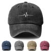 Heartbeat Line Graphic Washed Baseball Cap Vintage Cotton Adjustable Unisex Outdoor Cap