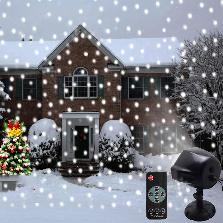 Multicolor Christmas Snowflakes Projector Light Outdoor Falling Snow Projection Light Moving Points Snowfall Landscape Light