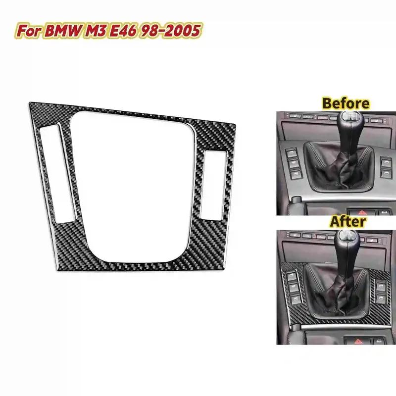 For BMW M3 E46 1998-2005 Center Console Shift Boot Frame Trim, Carbon Fiber Style Sporty Upgrade Anti-Scratch Trim Durable Decor