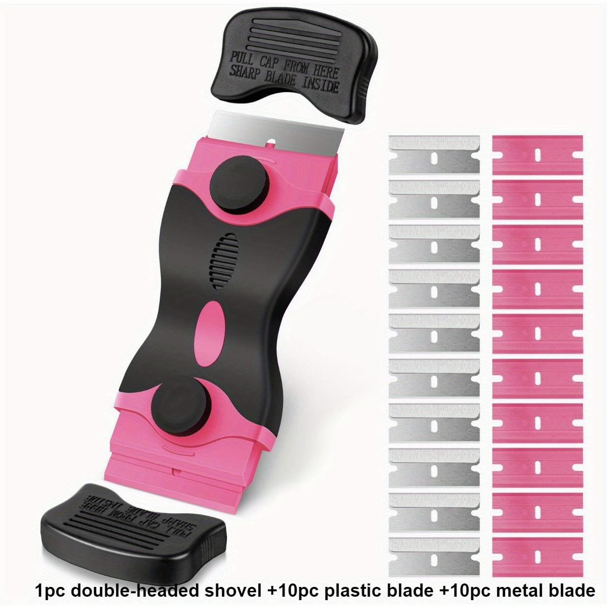 

Скребок для удаления клея, Скребок для стекла, 1 розовый двухсторонний скребок + 10 металлических лезвий + 10 пластиковых лезвий, Инструмент для автомобильной пленки, с 20 лезвиями 1set розовый