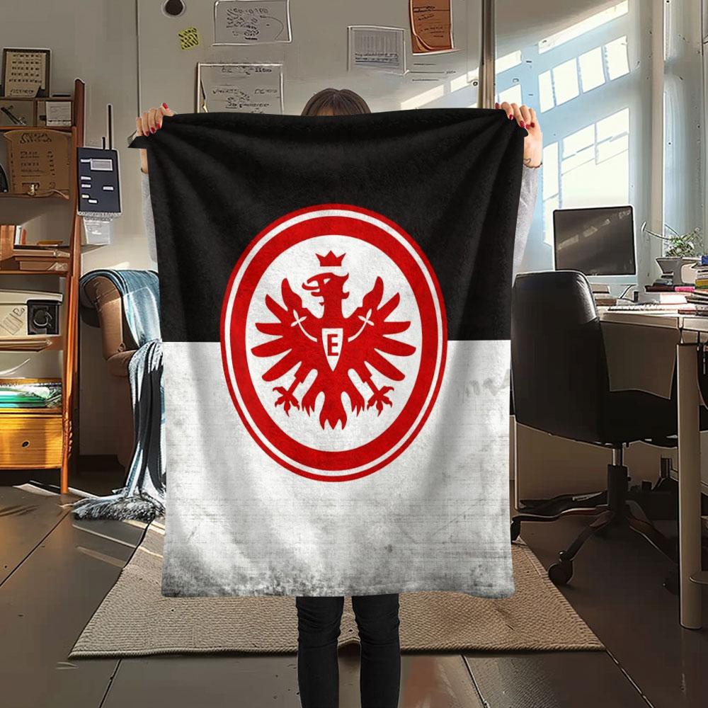Coperta in Flanella Stampata Eintracht Frankfurt FC, morbida coperta per camera da letto divano, lavabile, merchandising tifosi di calcio, ottimo regalo.