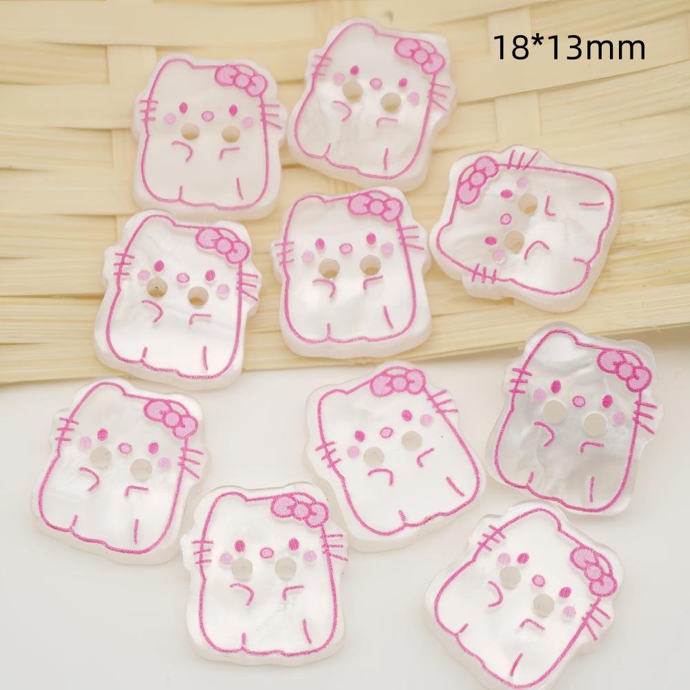 58 Styles of Cute Pink and Black & White Cat Cartoon Buttons for Children's Sweaters and Cardigans