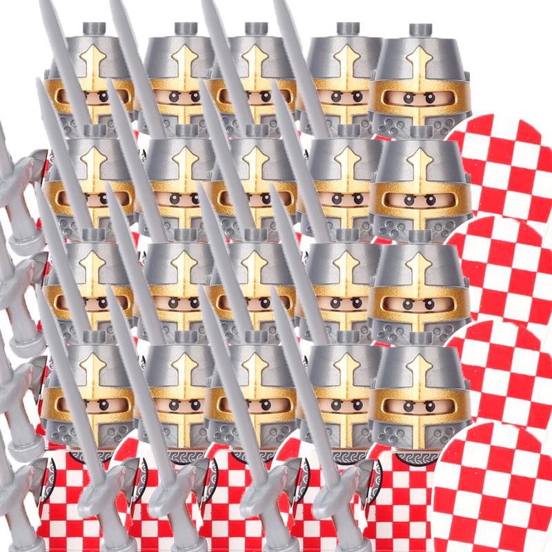 Military Building Blocks Medieval Solider Figures Gifts Toys Weapons Shield Holy Roman Saint Lazarus Jerusalem Knight Legion MOC