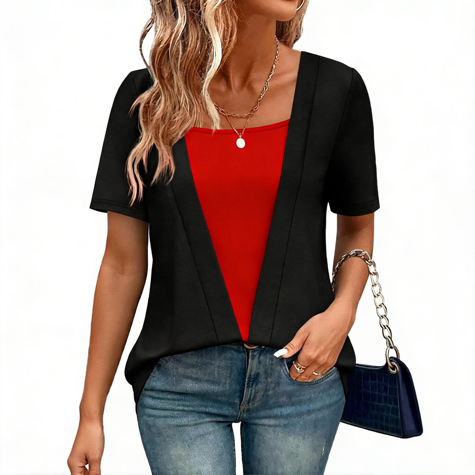 

Женская повседневная блузка с коротким рукавом XXL