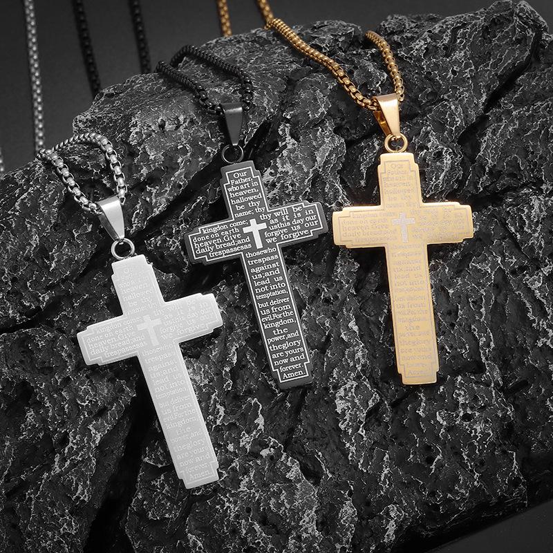 Personalized Three-dimensional Cross Necklace, European and American Fashion Trend Temperament Stainless Steel Pendant Jewelry