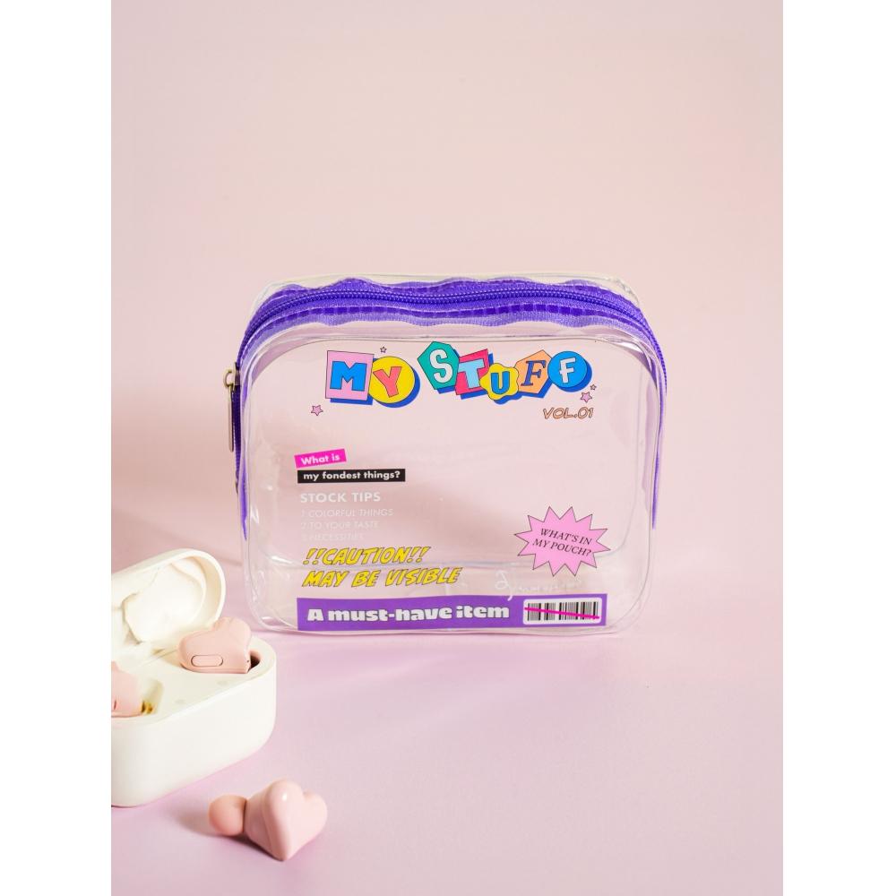 

Daiso Magazine Printing Square Clear Pouch Фиолетовый