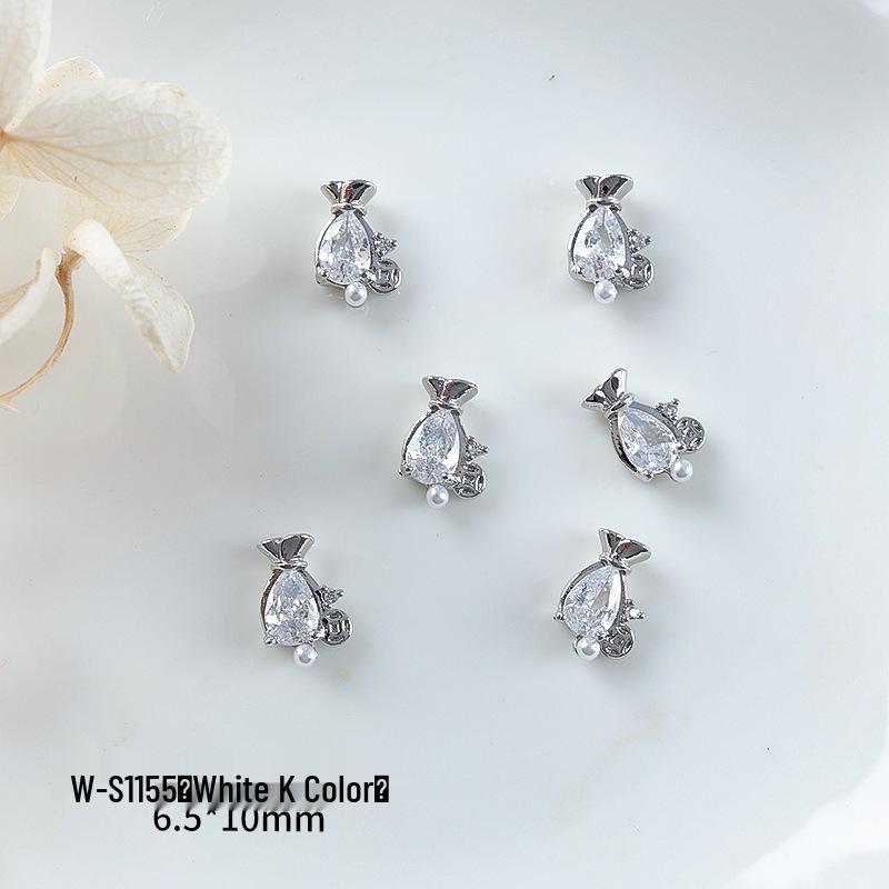 Nový rok nail art: Luxusní přívěsek Fortune Bag ze zirkonu a zlatem vykládané nositelné doplňky na nehty s kamínky