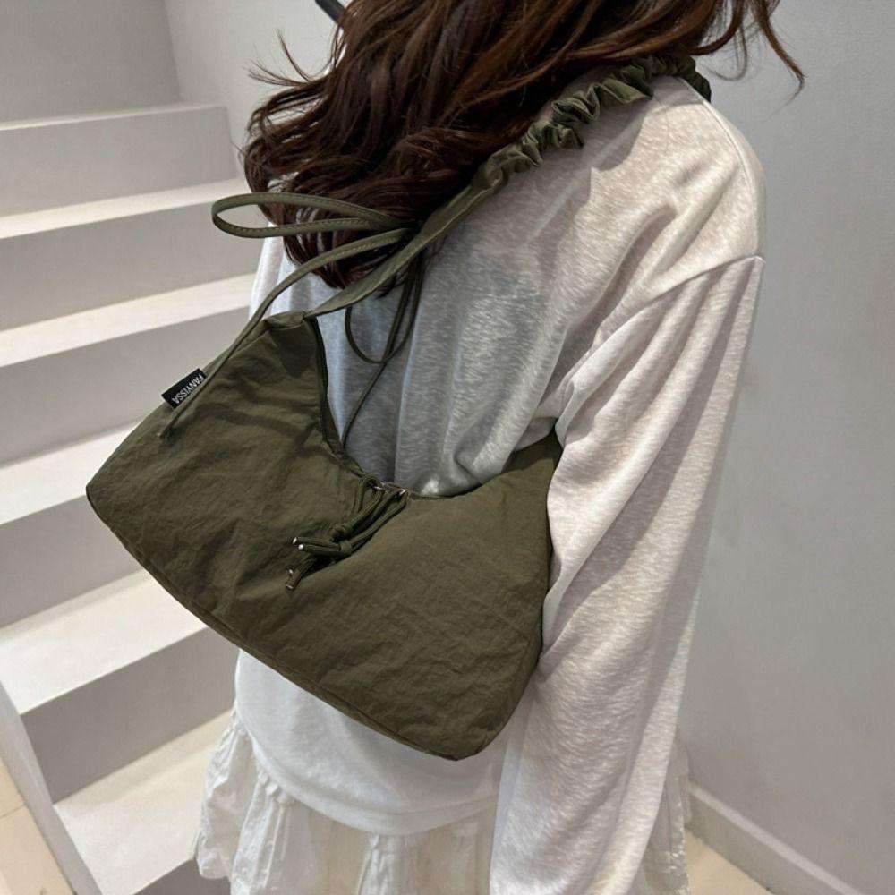 Versatile Pleated Dumpling Bag Lightweight Women's Shoulder Bag Fashion Drawstring Bag  Girls